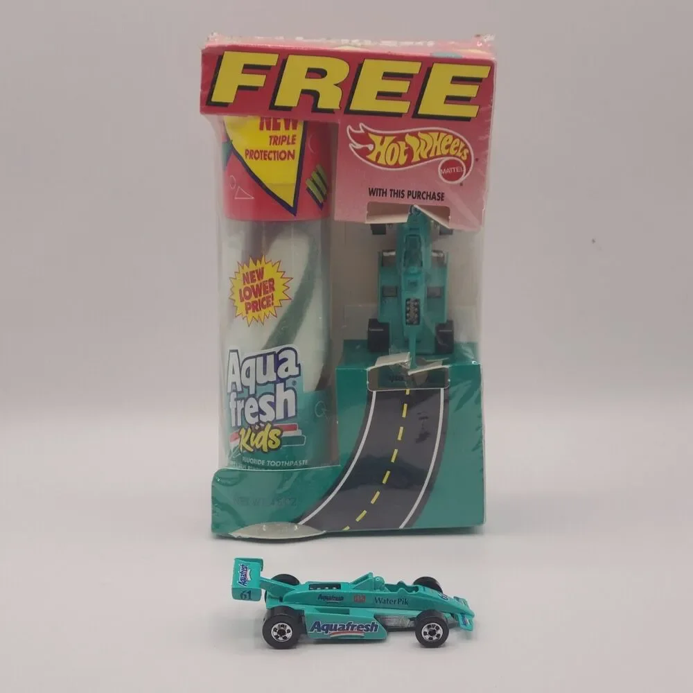 Aquafresh Kids Fluoride Toothpaste & 1993 Mattel Hot Wheels Indy Car Diecast Car
